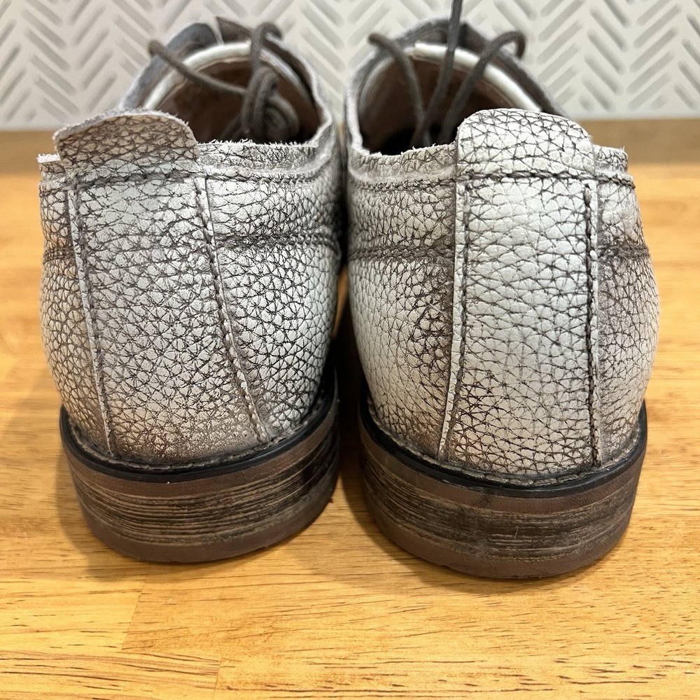 Bed Stu Dupont Men's Size 13 Gray Textured Distress Leather Lace Up Oxford Shoes - Picture 6 of 9